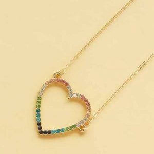 New Rhinestone Heart Charm Necklace